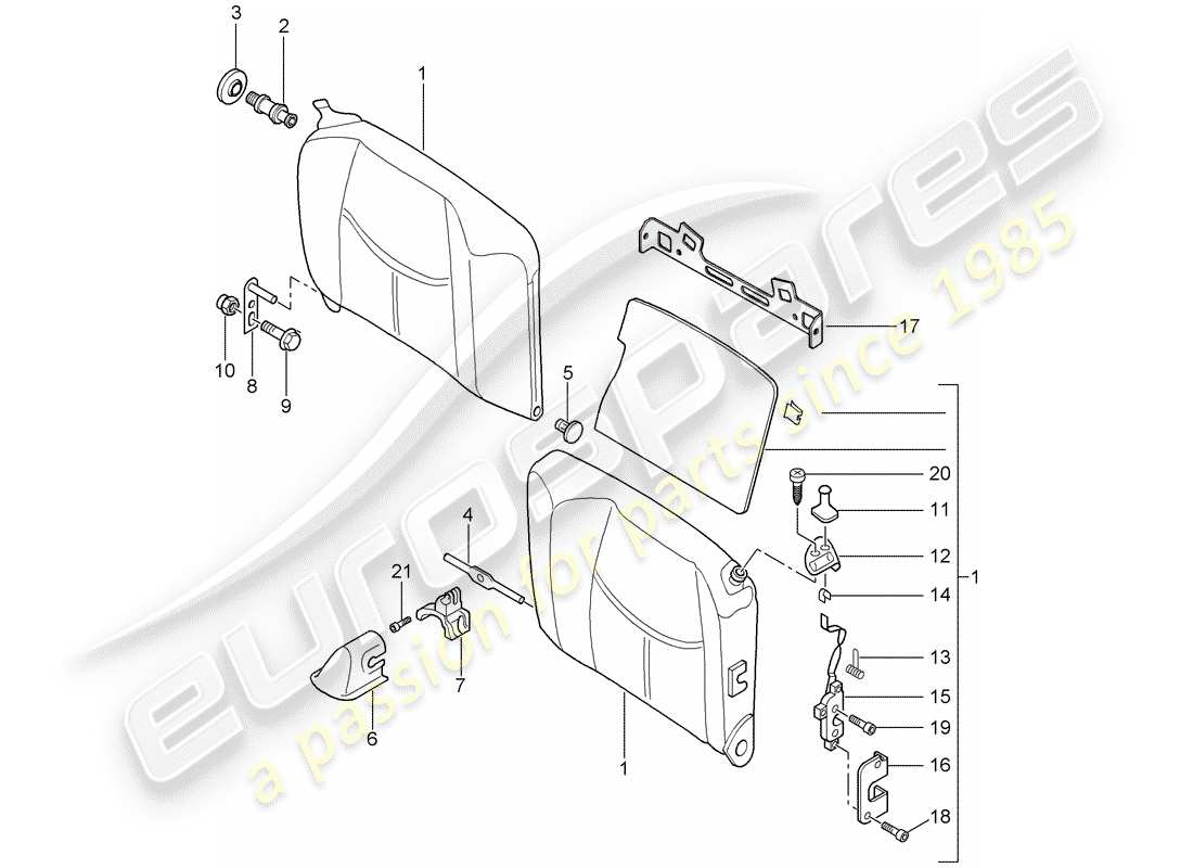 porsche 2008 (997-1) not-sitz-rückenlehne teilediagramm