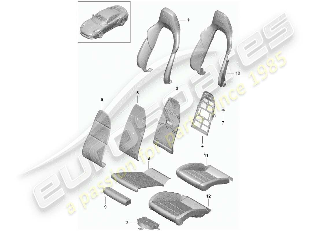 porsche 2014 (991-1 turbo) schaumteil teilediagramm