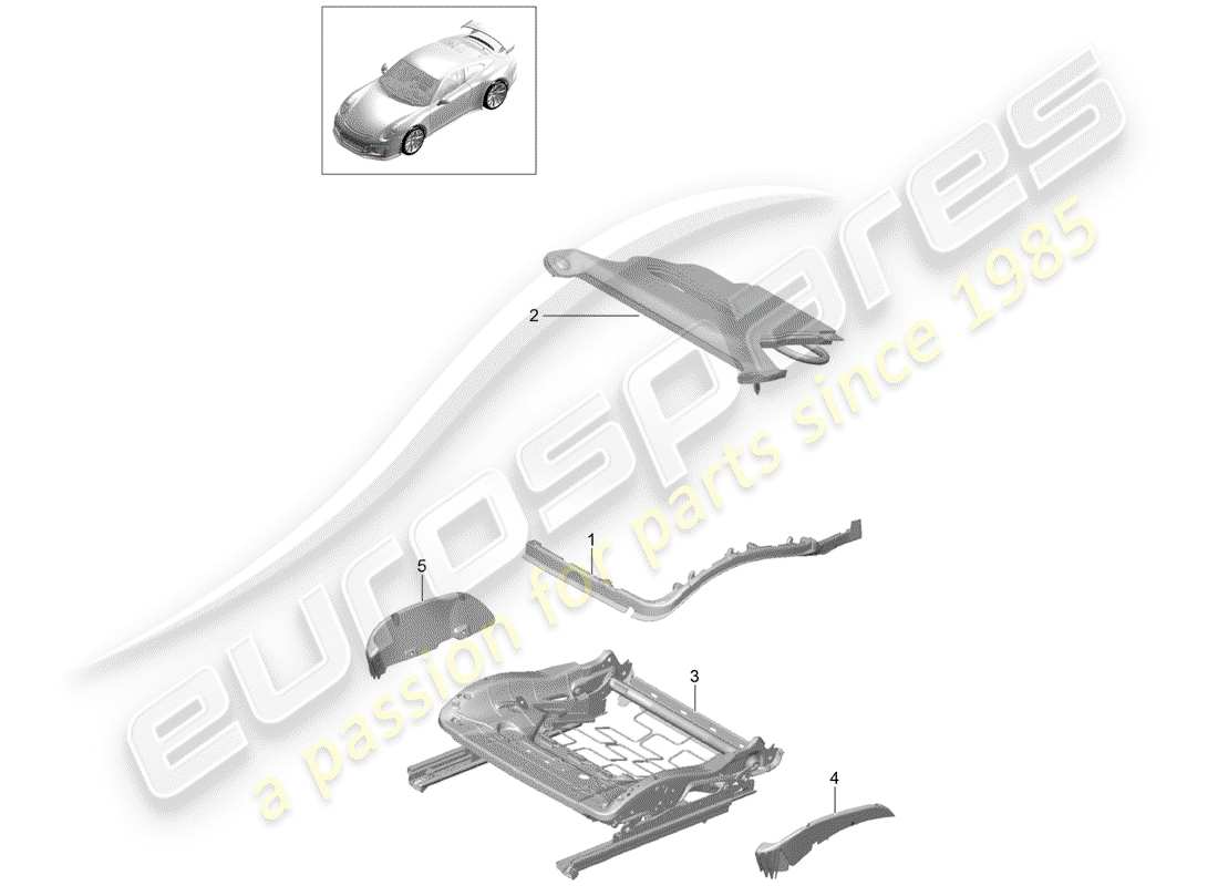 porsche 2014 (991-1 r/gt3/rs) polsterung für sitz ersatzteildiagramm