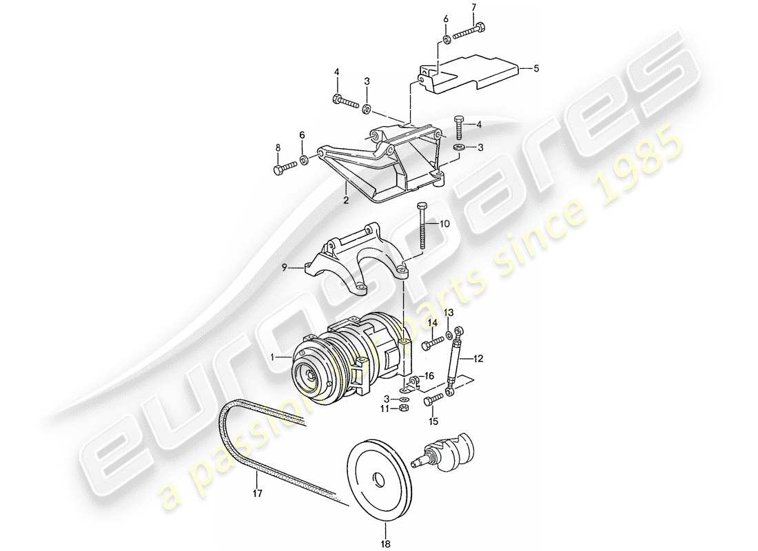 porsche 1990 (928) kompressor - montage teilediagramm
