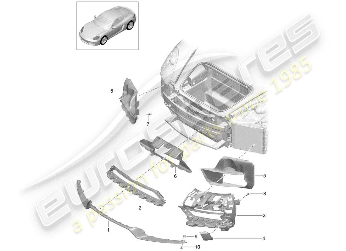 porsche 2020 (718 cayman) luftkanal teilediagramm