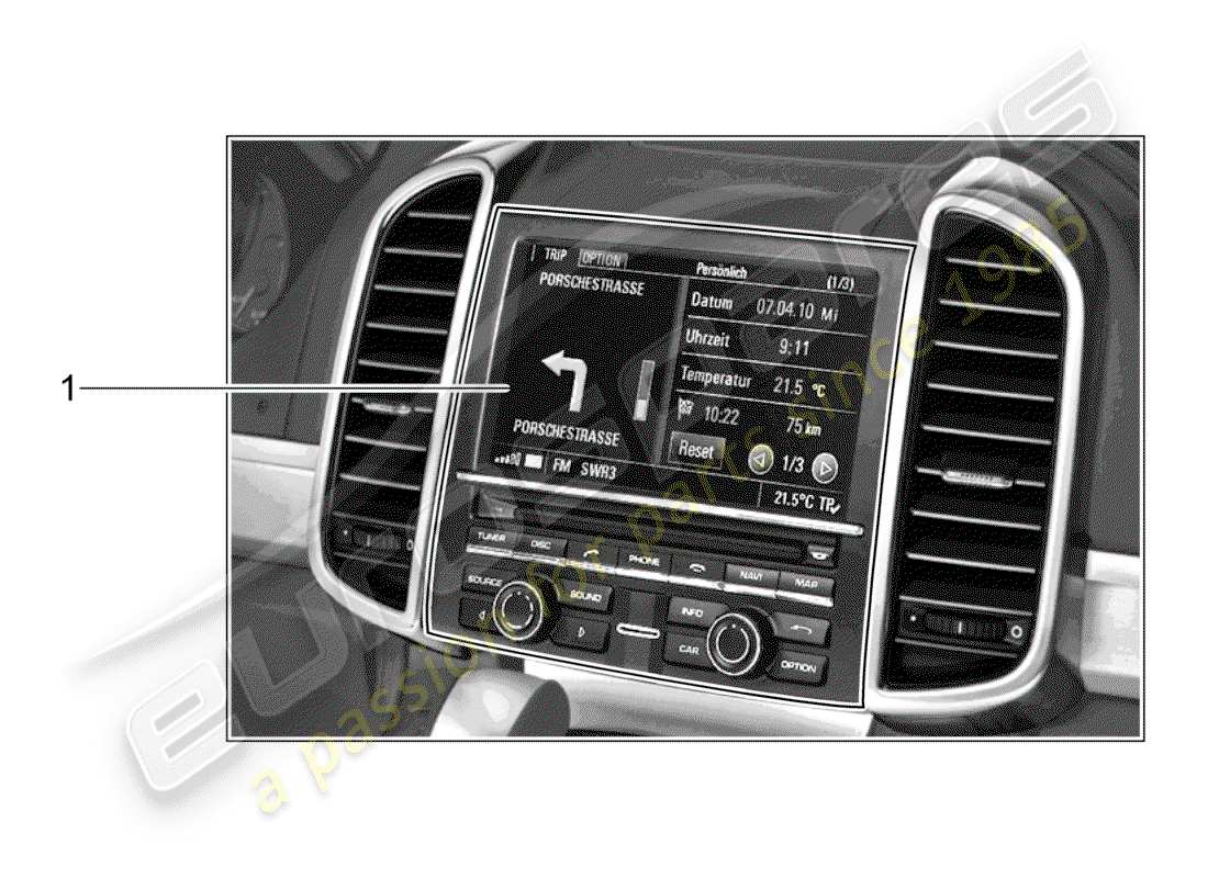 porsche 2015 (tequipment cayenne) navigationssystem teilediagramm