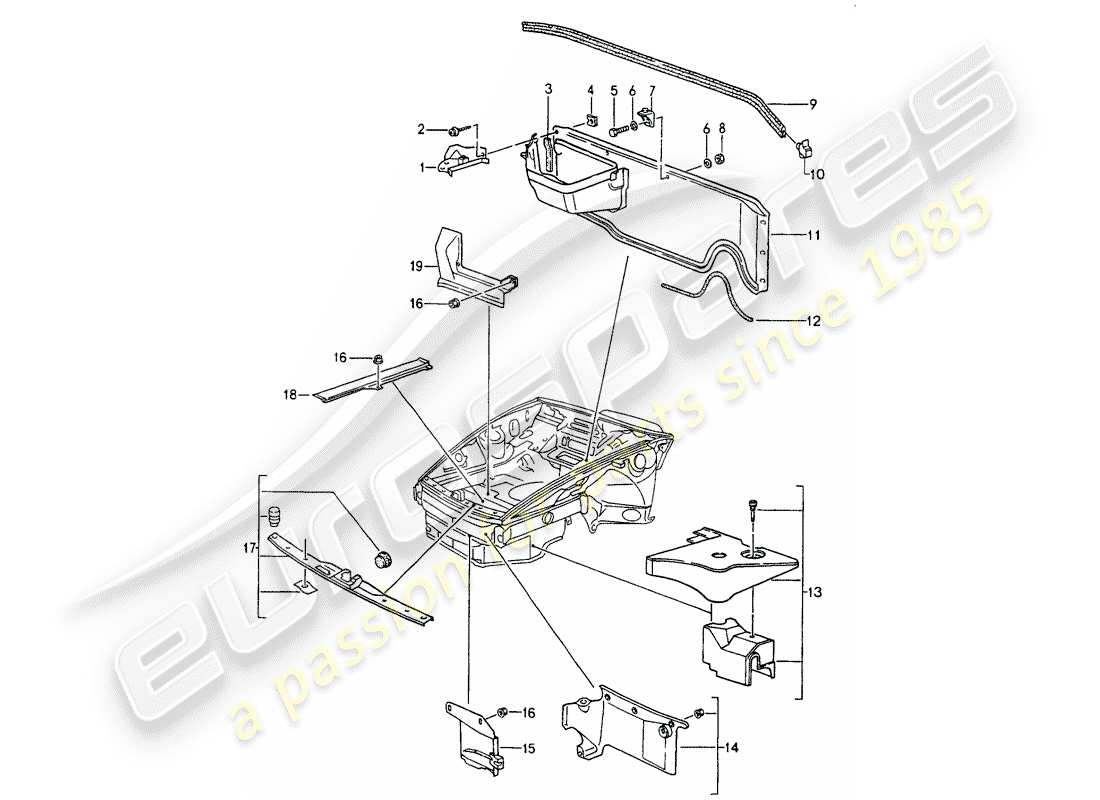 porsche 1991 (964) abdeckung - vorderes ende ersatzteildiagramm