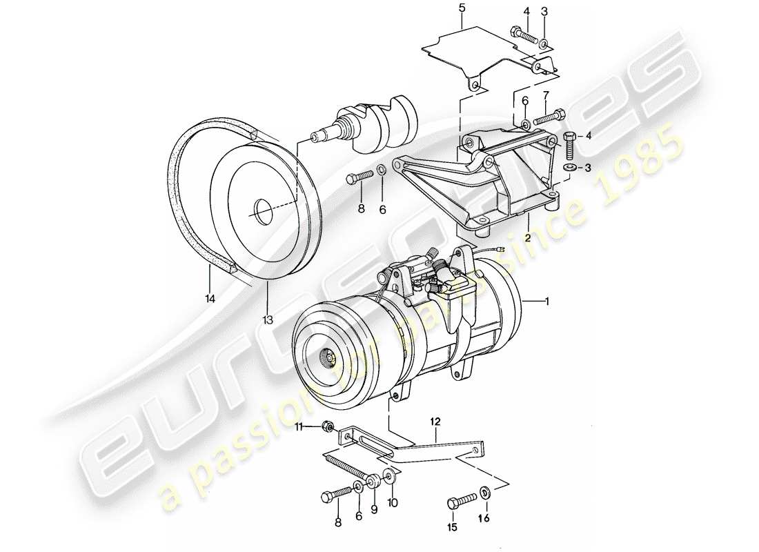 porsche 1985 (928) kompressor - montage teilediagramm