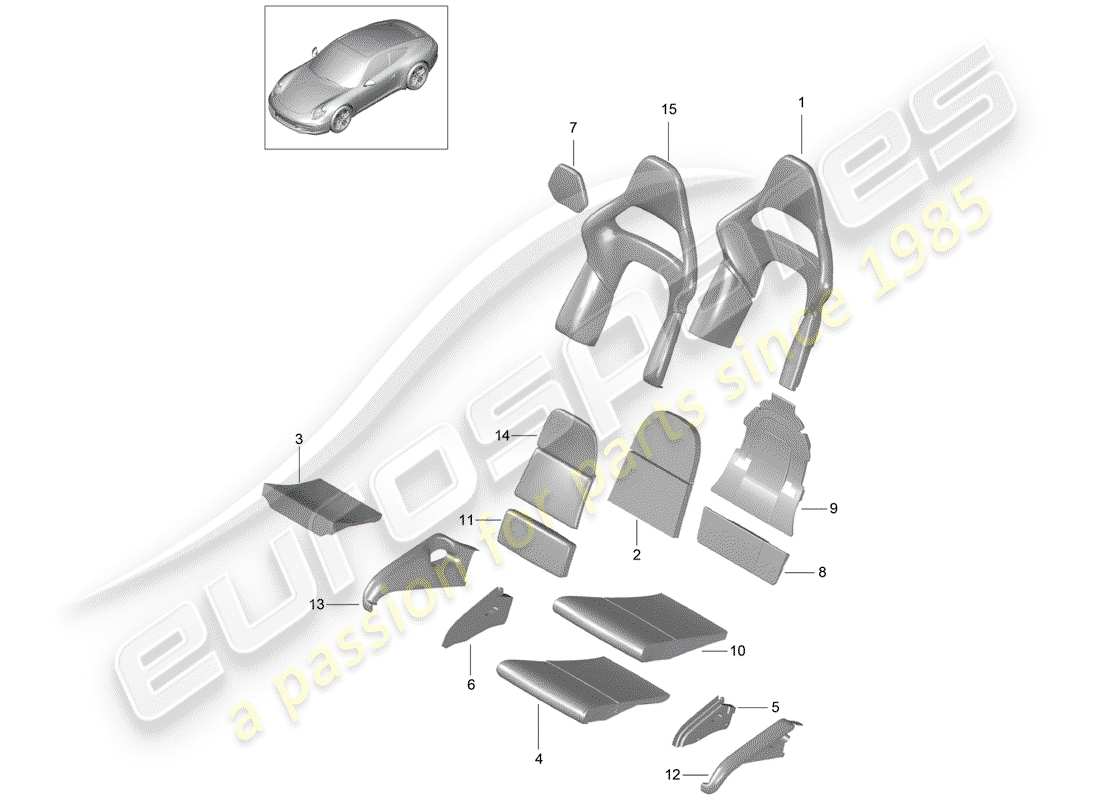 porsche 2013 (991-1) schaumstoffteil teilediagramm
