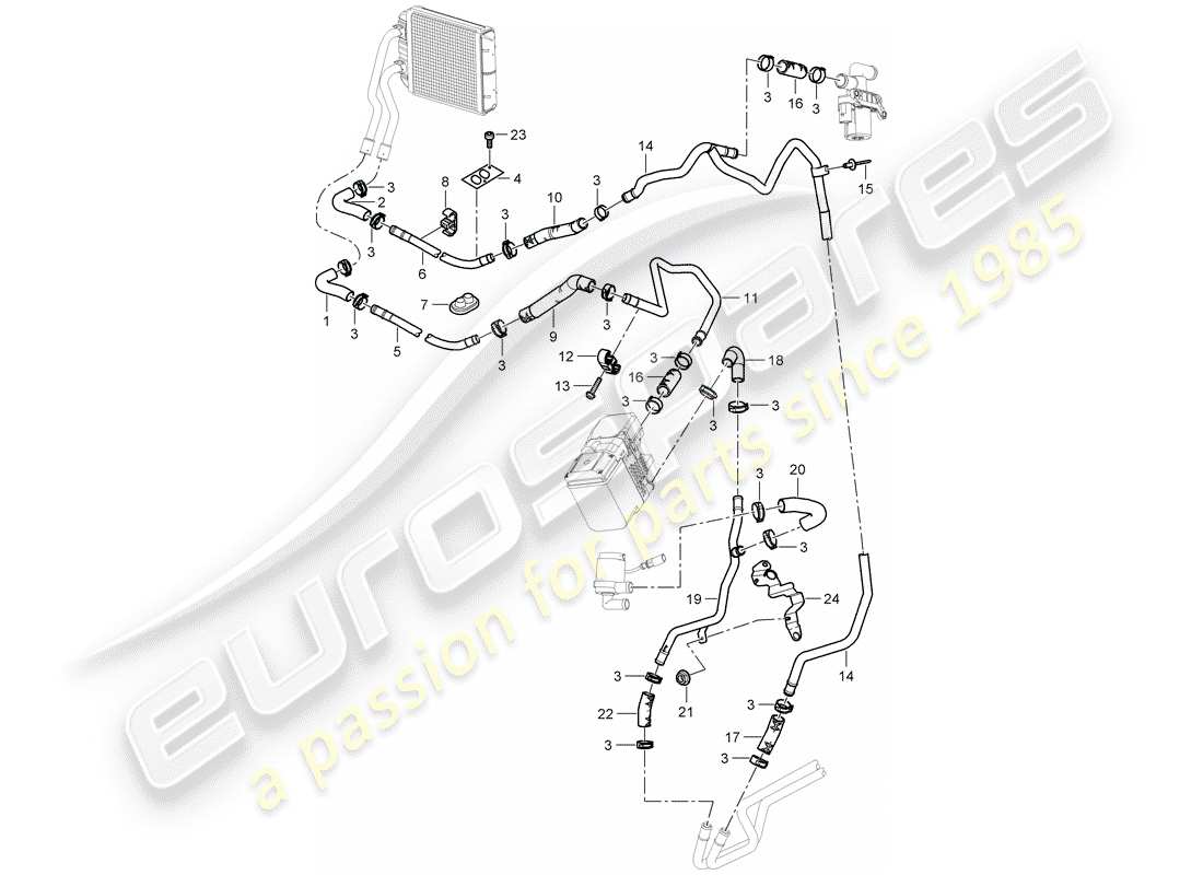 porsche 2008 (cayenne e1 9pa) heizung teilediagramm