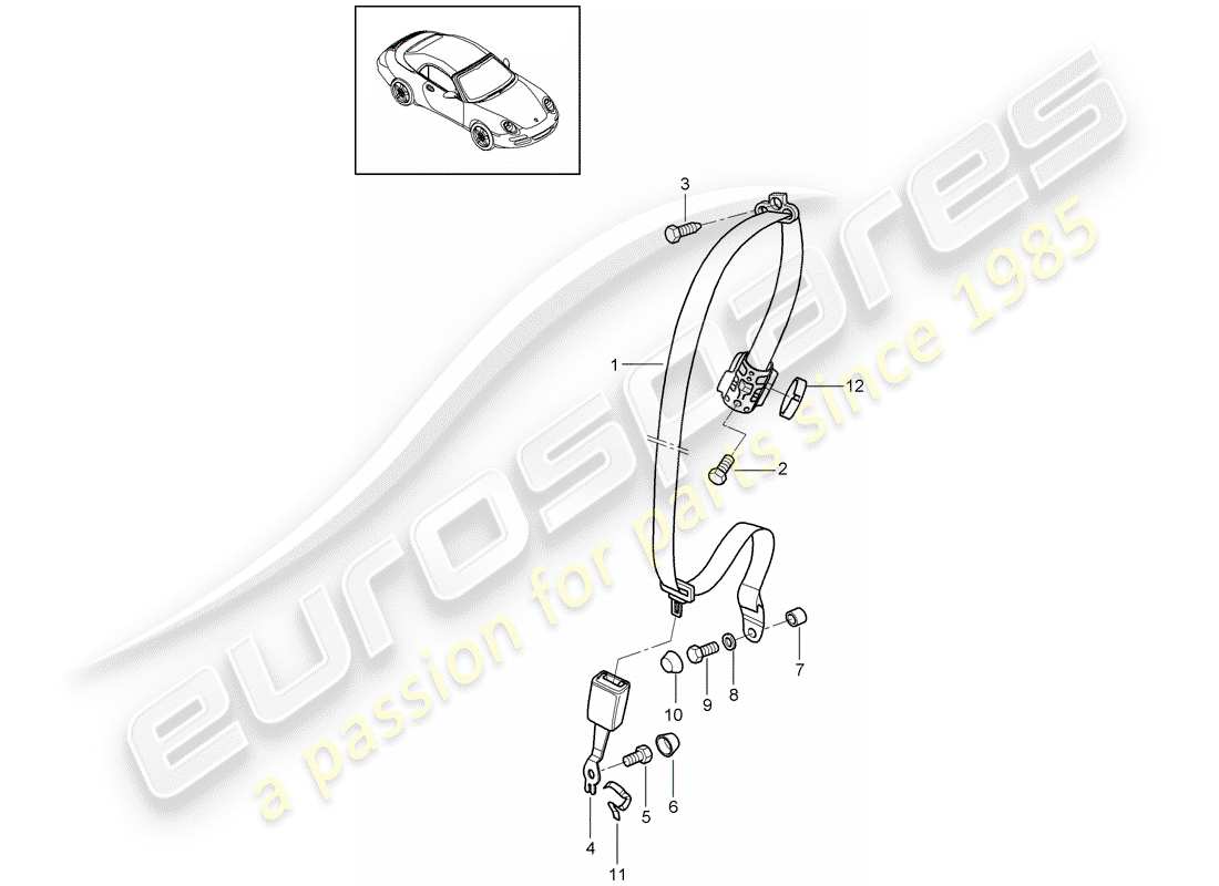 porsche 2010 (997-2) sicherheitsgurt - teilediagramm