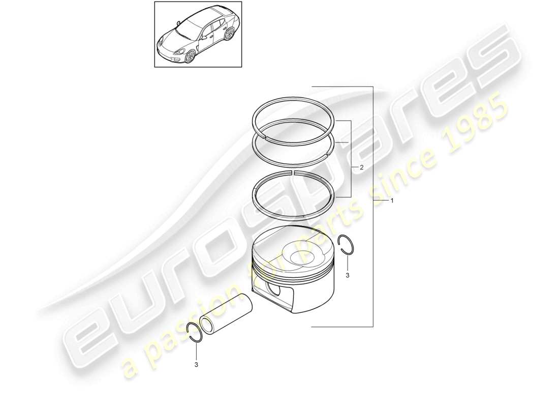 porsche 2010 (cayenne e1 9pa) kolben 1 satz: kolbenringe teilediagramm