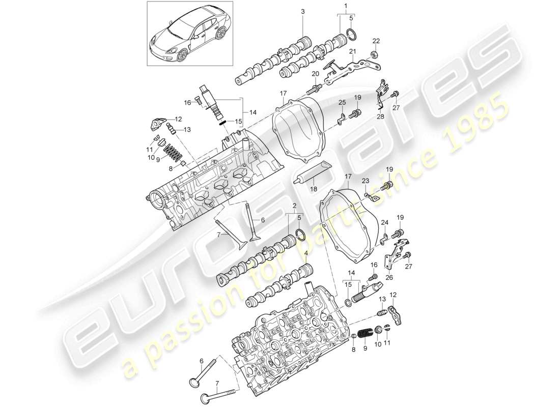 porsche 2010 (cayenne e1 9pa) nockenwelle, ventile teilediagramm