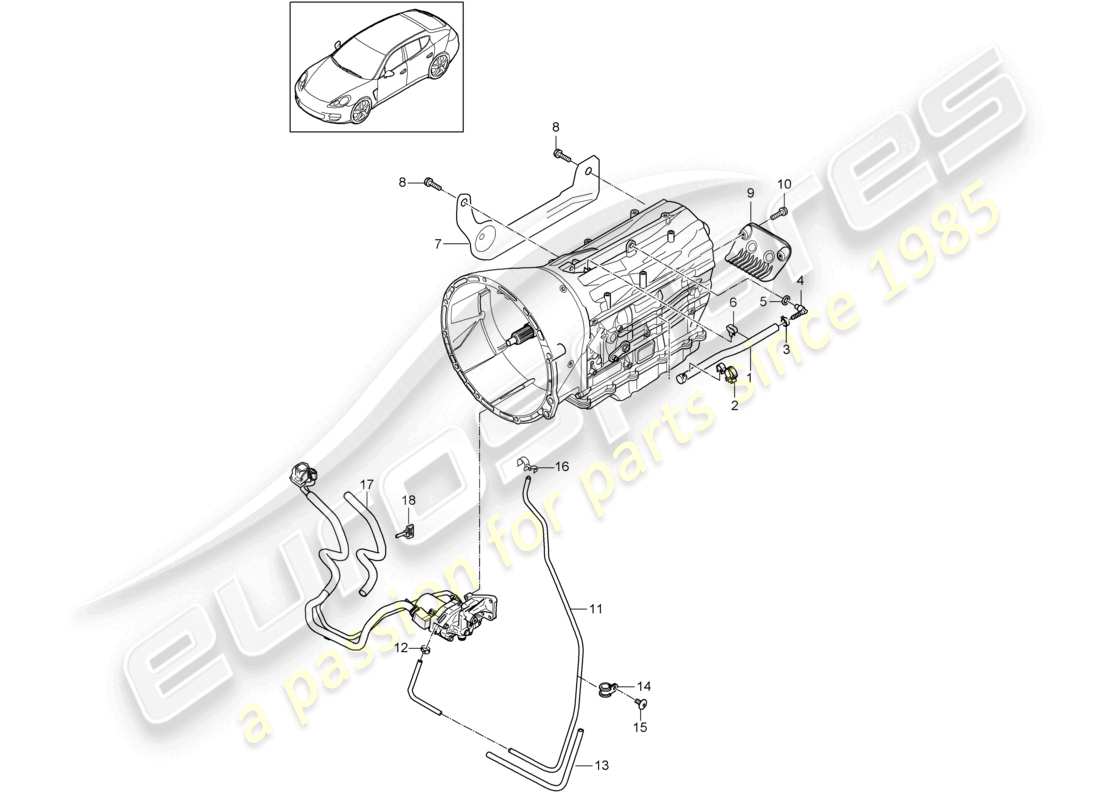porsche 2010 (cayenne e1 9pa) tiptronic-getriebezubehör teilediagramm