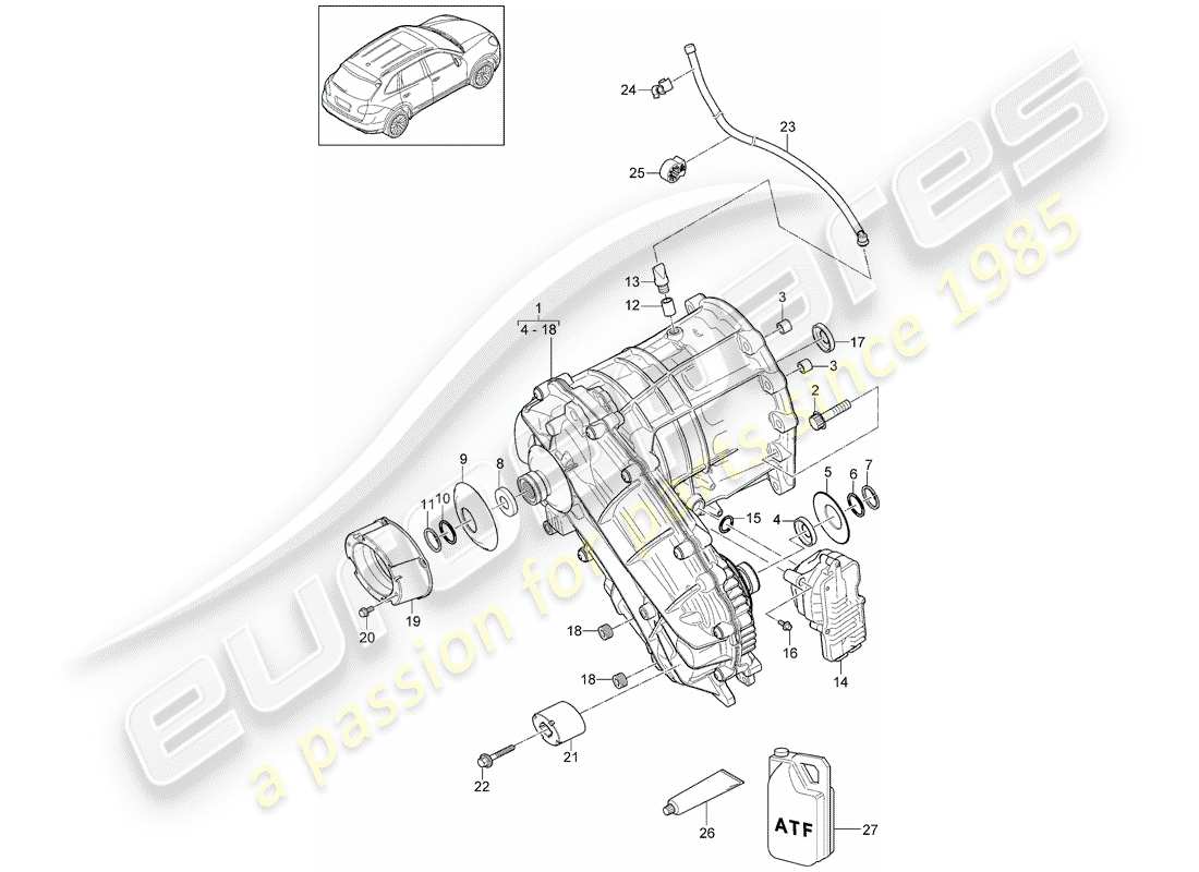 porsche 2013 (cayenne e2 92a) verteilergetriebe-ersatzteildiagramm