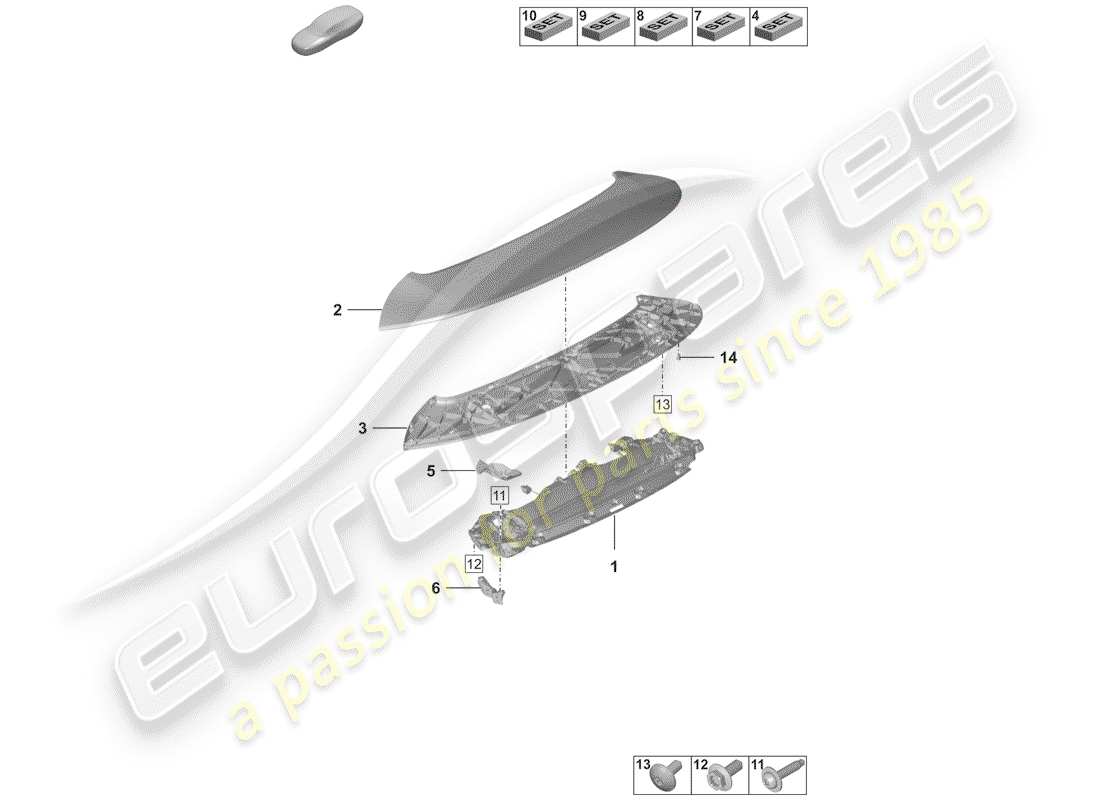 porsche 2019 (992-1) heckspoiler teilediagramm