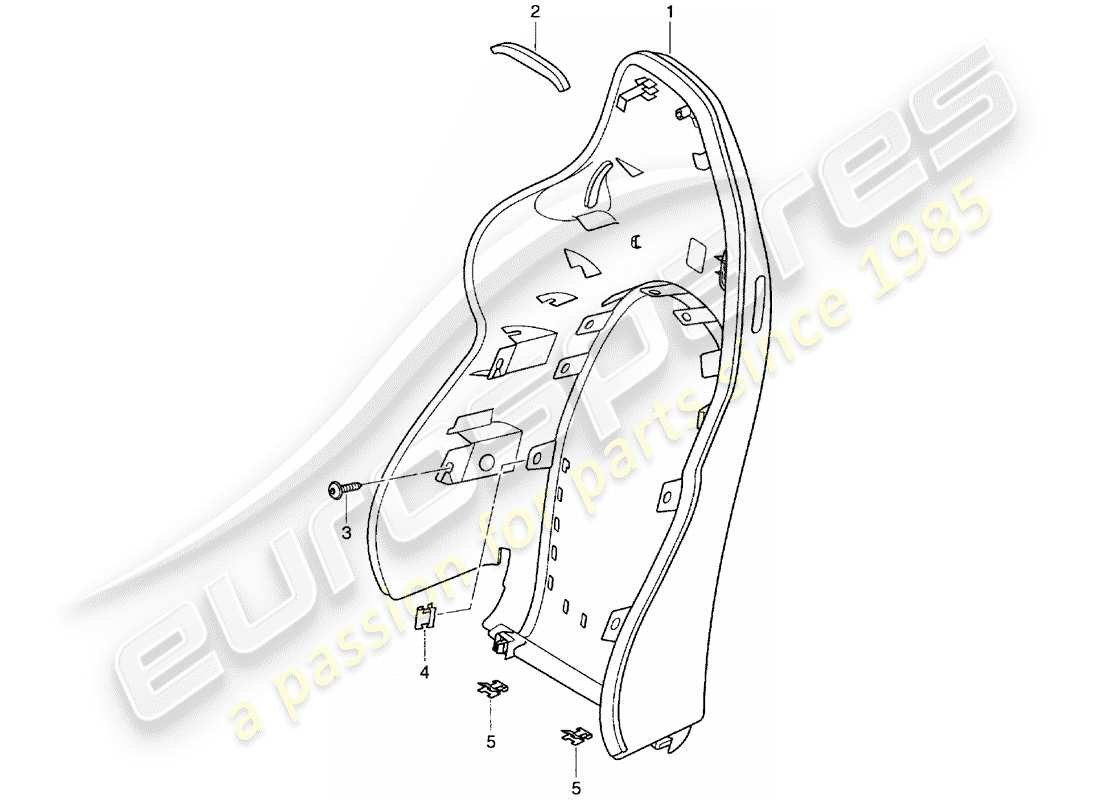 porsche 1998 (996) rückenschale - sportsitz ersatzteildiagramm