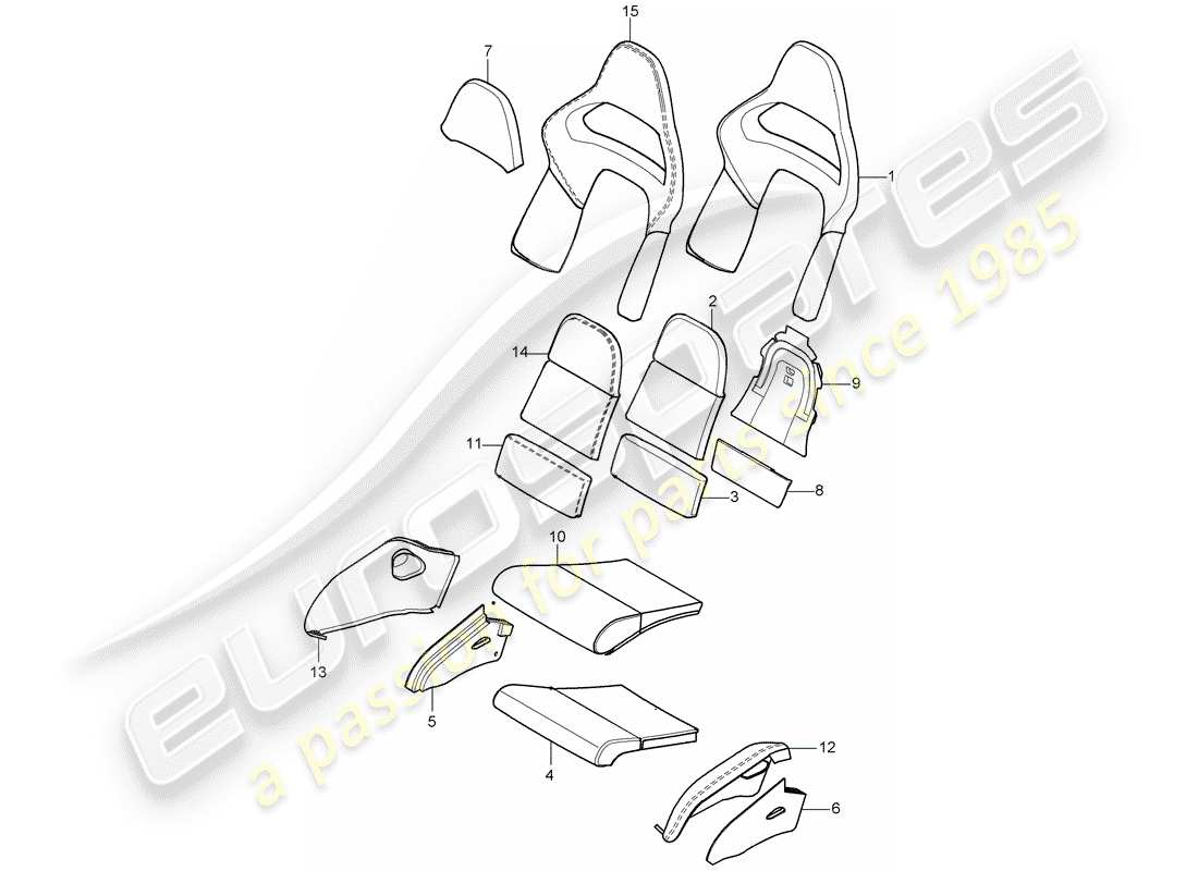 porsche 2007 (997-1 turbo / gt2) schaumteil teilediagramm
