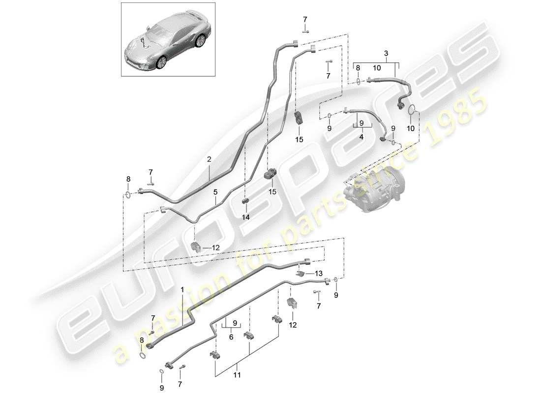 porsche 2017 (991-2 turbo) kältemittelleitung teilediagramm