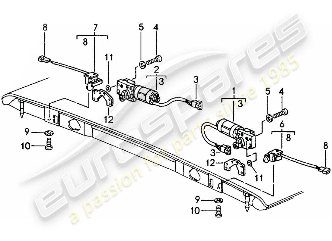 porsche 1996 (993) cabrioverdeck - verschluss ersatzteildiagramm