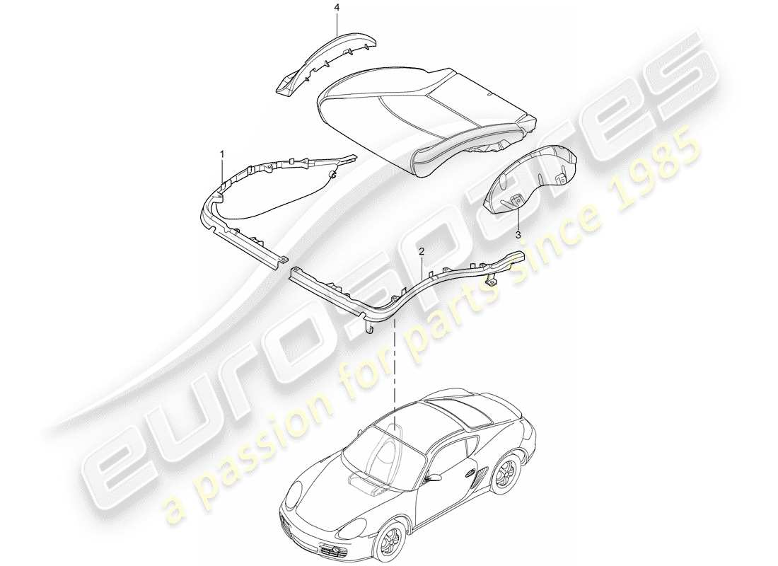 porsche 2009 (987 cayman) kissenträger ersatzteildiagramm