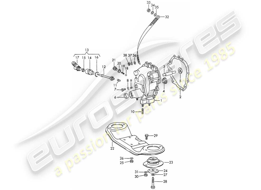 porsche 1972 (911) getriebedeckel - getriebeaufhängung - sportomatic - typ 925 - d - mj 1972>> ersatzteildiagramm