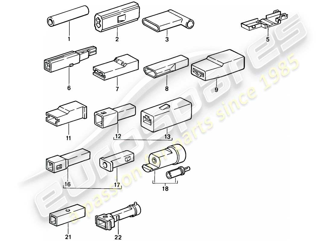 porsche 1986 (924s) stossverbinder - steckergehäuse - einpolig ersatzteildiagramm