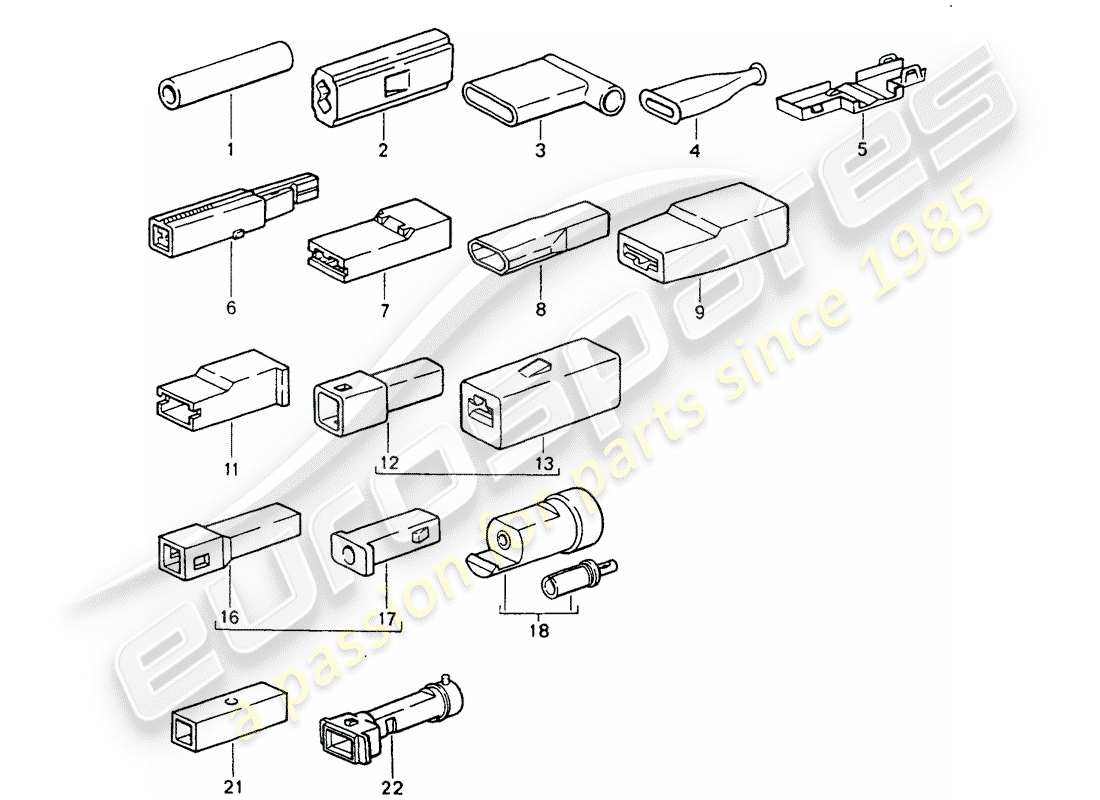 porsche 1992 (964) stossverbinder - steckergehäuse - einpolig ersatzteildiagramm