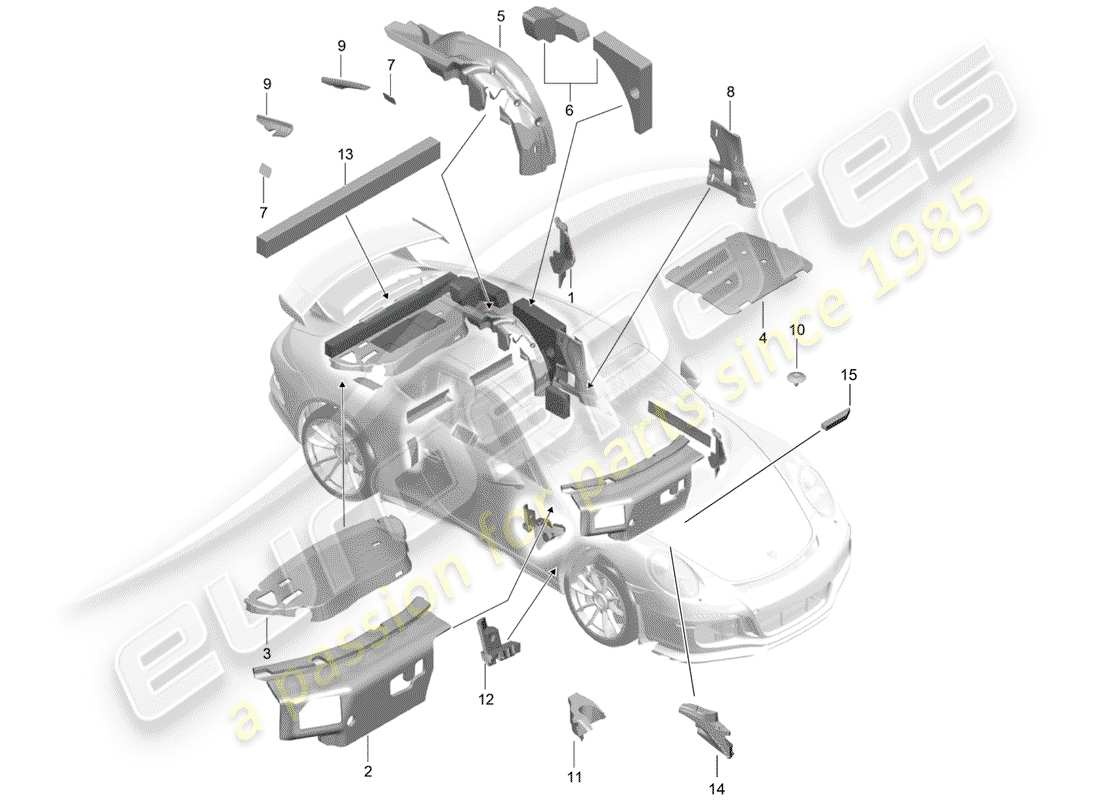 porsche 2017 (991-2 r/gt3/rs) karosserie teilediagramm