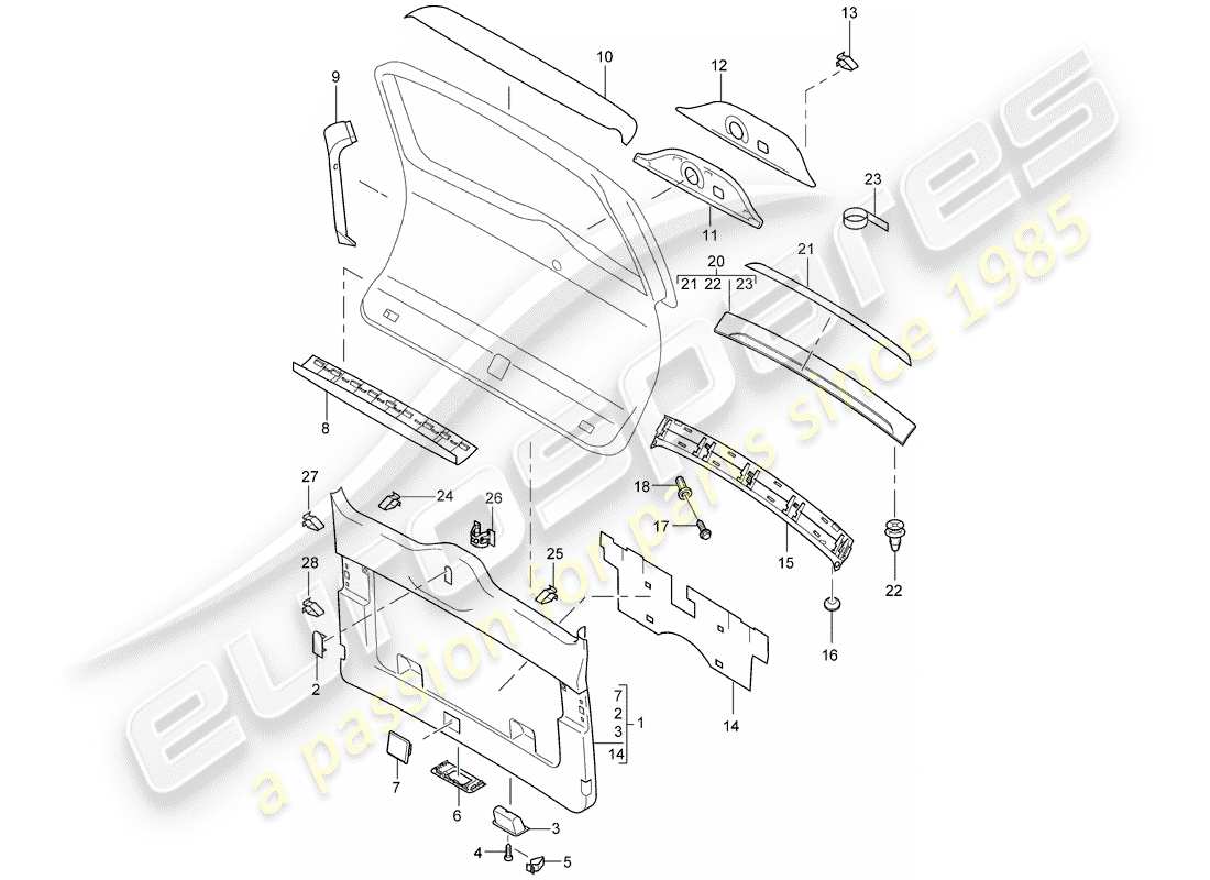 porsche 2003 (cayenne e1 9pa) trims-teilediagramm