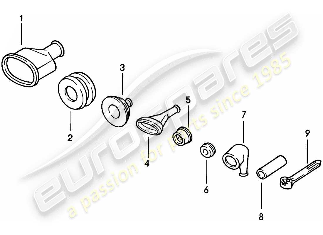 porsche 1987 (924s) tülle - kabelbinder ersatzteildiagramm