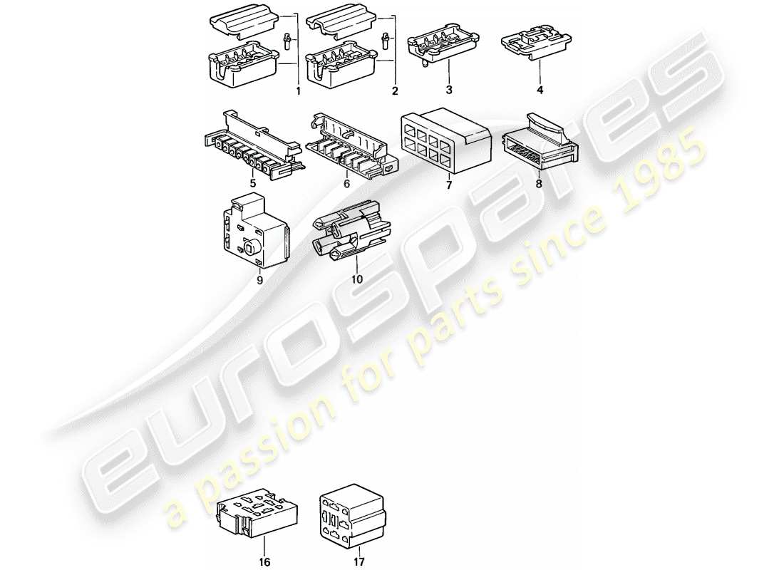porsche 1987 (924s) steckverbindergehäuse - 8-pole - 9-pole ersatzteildiagramm