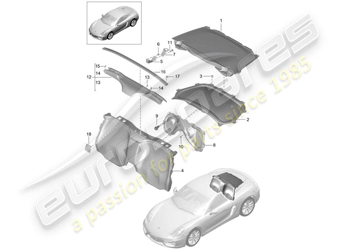 porsche 2016 (981 cayman) trims-teilediagramm