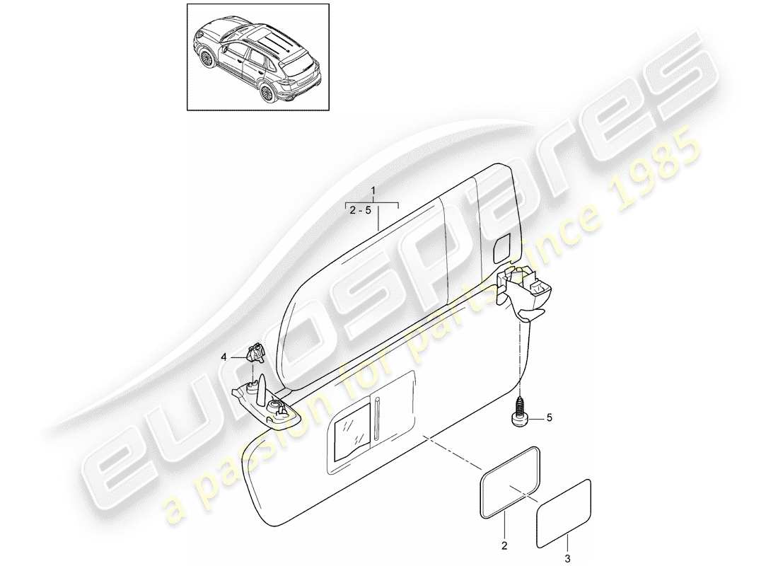 porsche 2014 (cayenne e2 92a) sonnenblenden ersatzteildiagramm