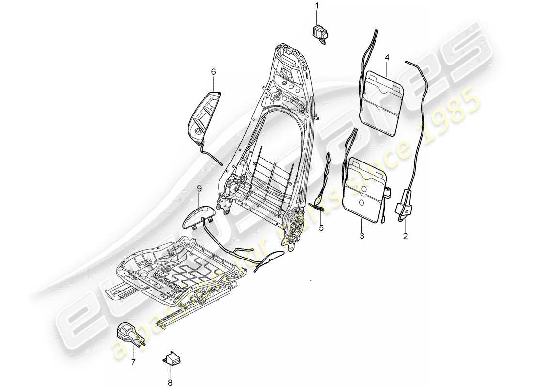 porsche 2011 (997-2) lumbar support ersatzteildiagramm