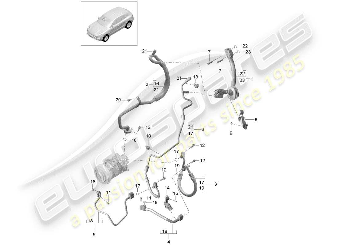 porsche 2014 (macan) kältemittelkreislauf teilediagramm