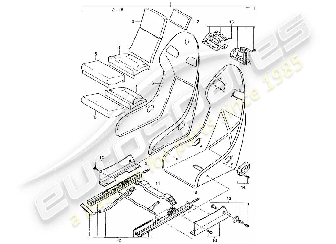 porsche 2001 (996 gt3) sitz - bezug - perlon velours ersatzteildiagramm