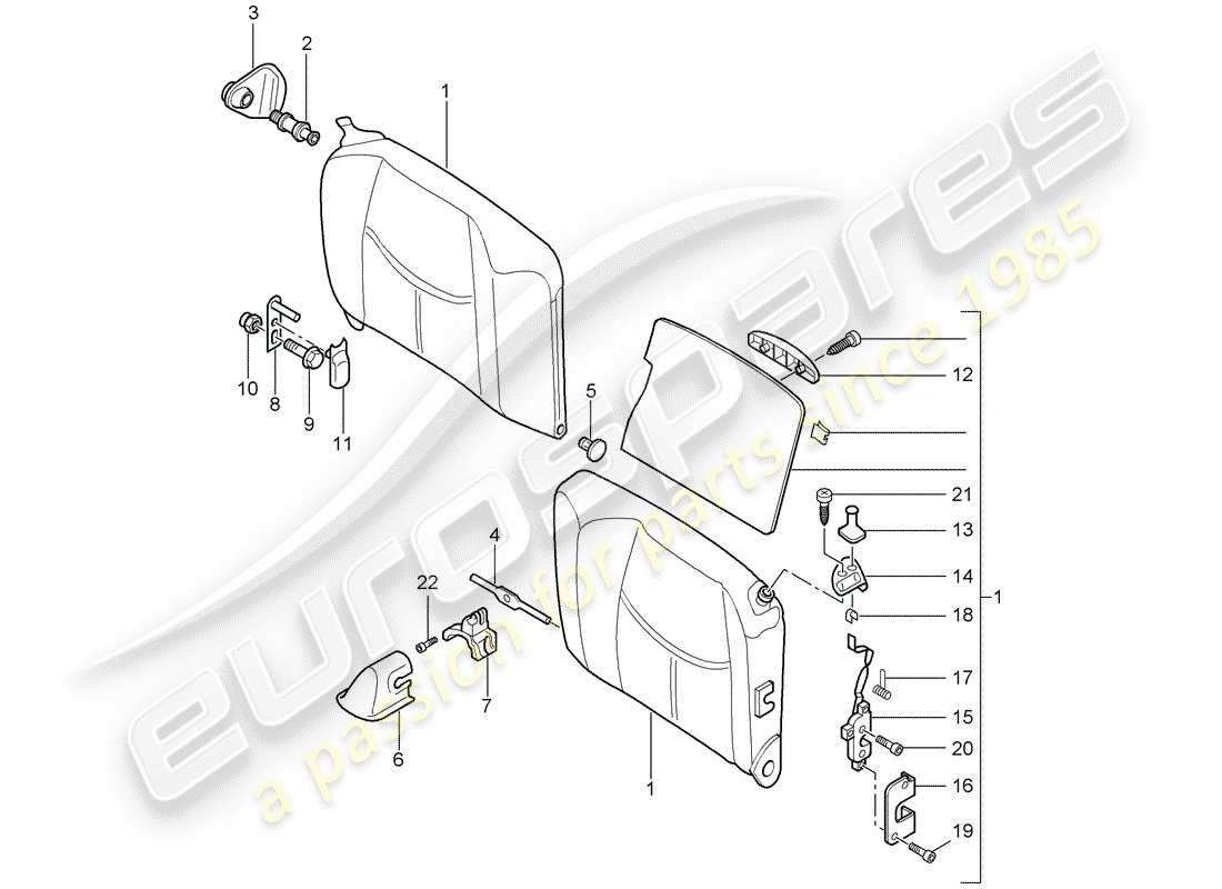 porsche 2008 (997-1) not-sitz-rückenlehne teilediagramm
