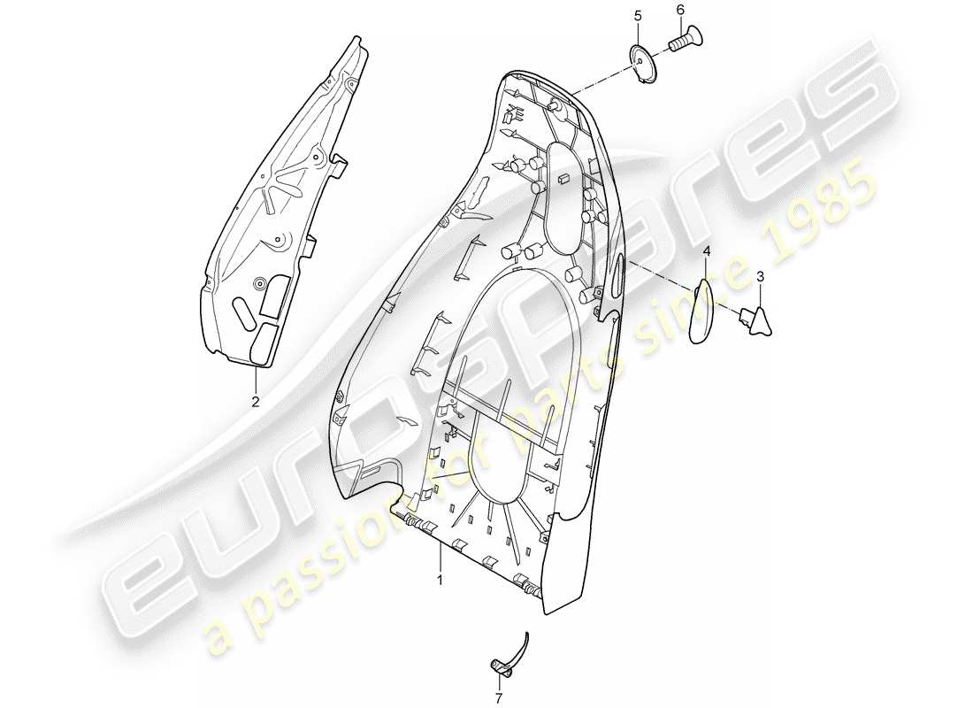 porsche 2008 (997-1) rückenlehnenschale ersatzteildiagramm