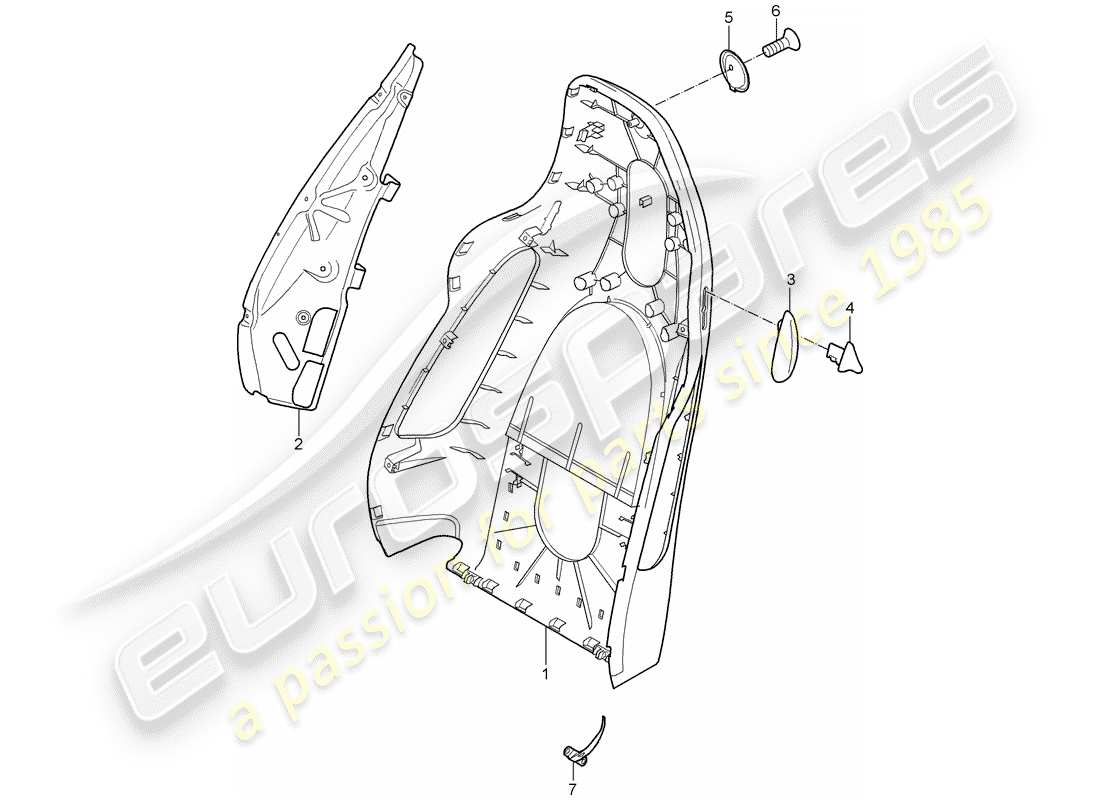 porsche 2007 (997-1 turbo / gt2) rückenlehnenschale ersatzteildiagramm