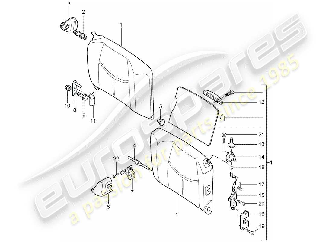 porsche 2009 (997-2) notsitz-rückenlehne ersatzteildiagramm