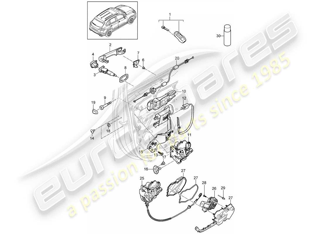 porsche 2016 (cayenne e2 92a) türschnalle teilediagramm