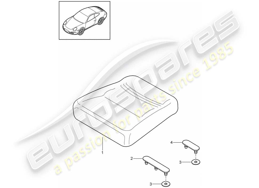porsche 2010 (997-2) rücksitzkissen ersatzteildiagramm