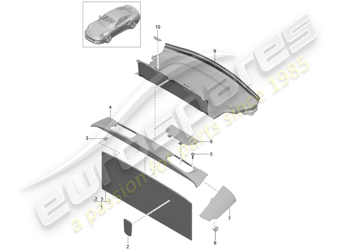 porsche 2015 (991-1 turbo) beschichtung teilediagramm