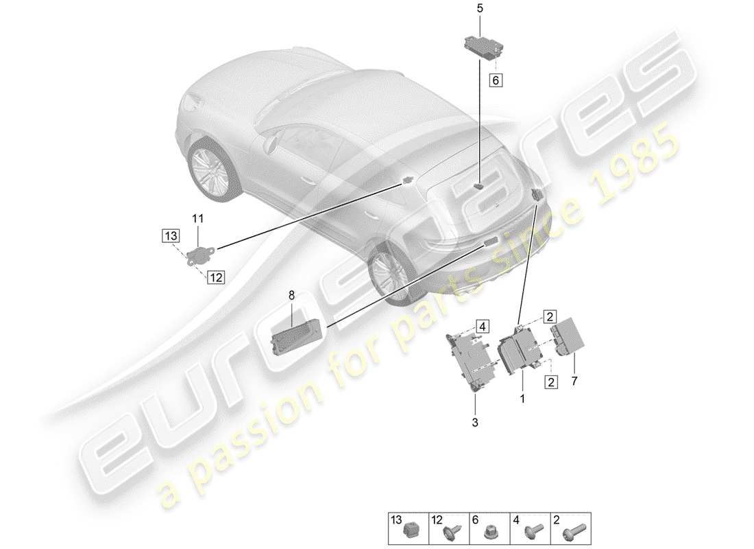 porsche 2020 (macan) steuergeräte ersatzteildiagramm