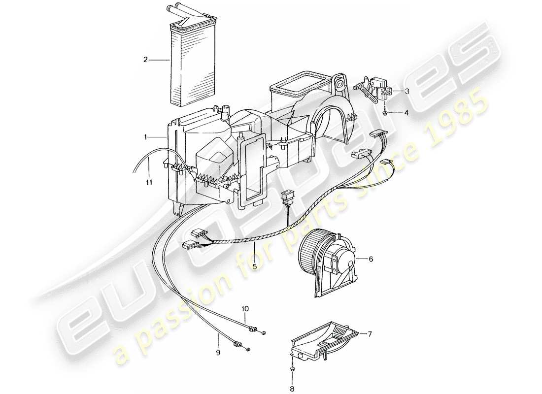 porsche 2005 (996 gt3) heizung - einzelteile ersatzteildiagramm