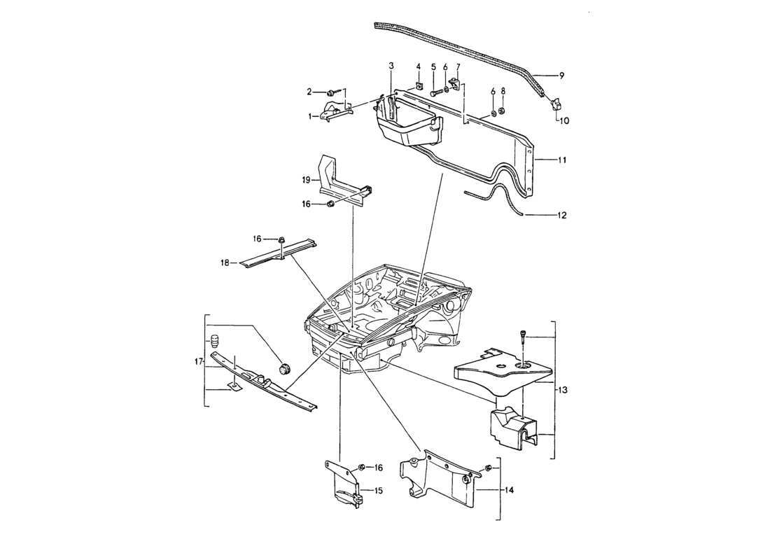 porsche 1994 (964) abdeckung - vorderes ende ersatzteildiagramm
