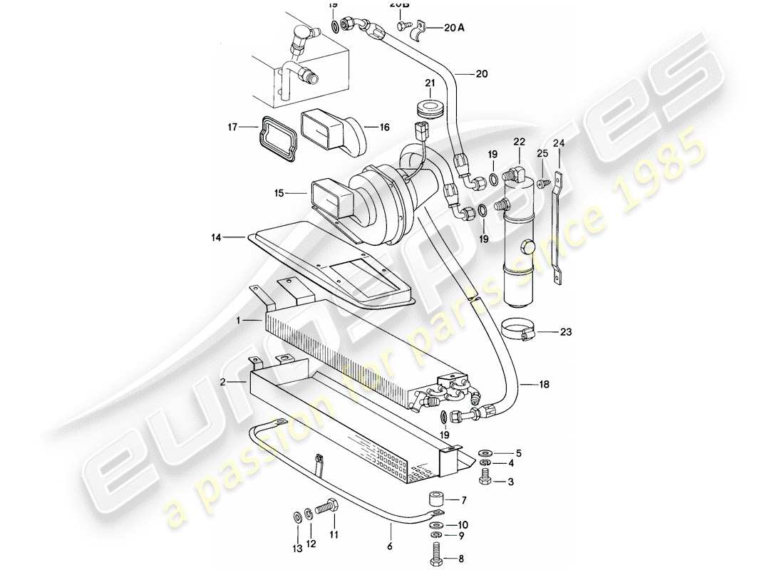 porsche 1985 (911) kondensator - kältemittelleitung - zubehör und sonstiges ersatzteildiagramm