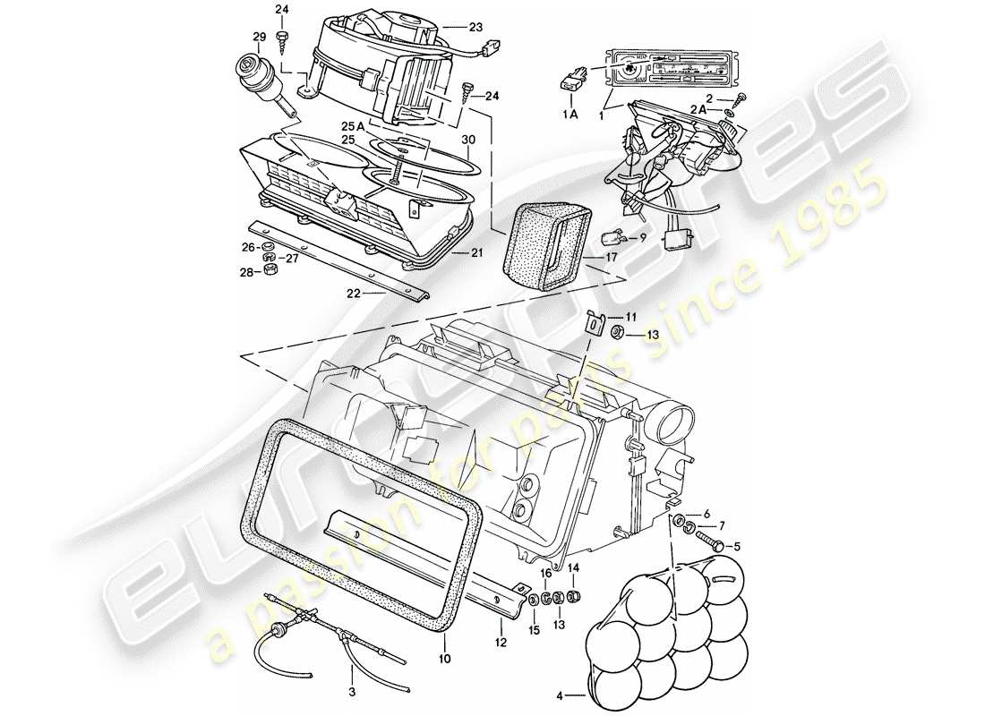 porsche 1985 (928) steuerschalter - lüfter - gebläsegehäuse ersatzteildiagramm