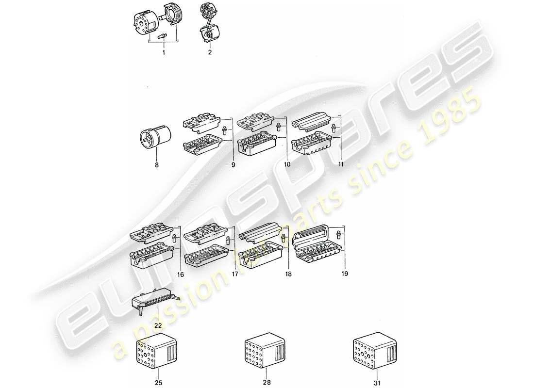 porsche 1976 (911) steckverbindergehäuse ersatzteildiagramm