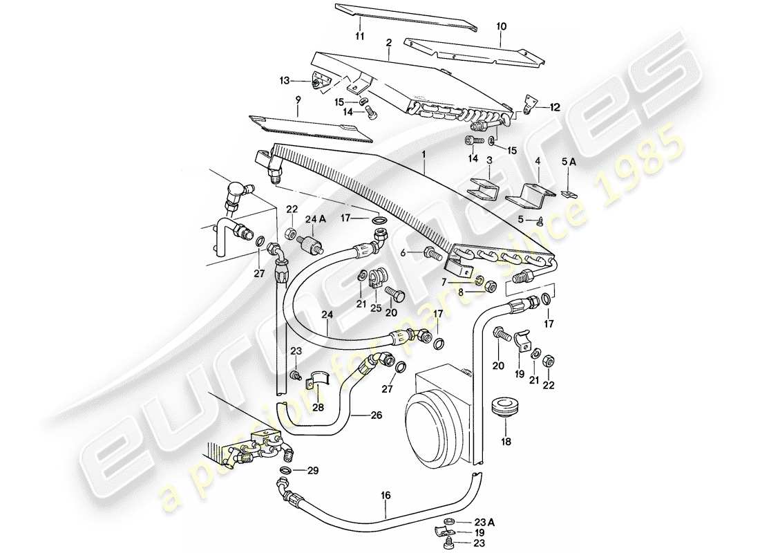 porsche 1985 (911) kondensator - kältemittelleitung - zubehör und sonstiges ersatzteildiagramm