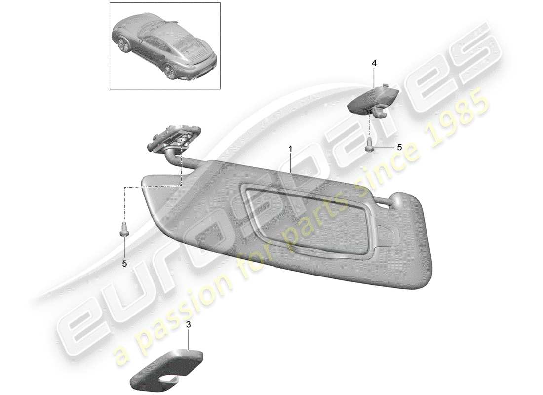 porsche 2014 (991-1 turbo) sonnenblenden ersatzteildiagramm