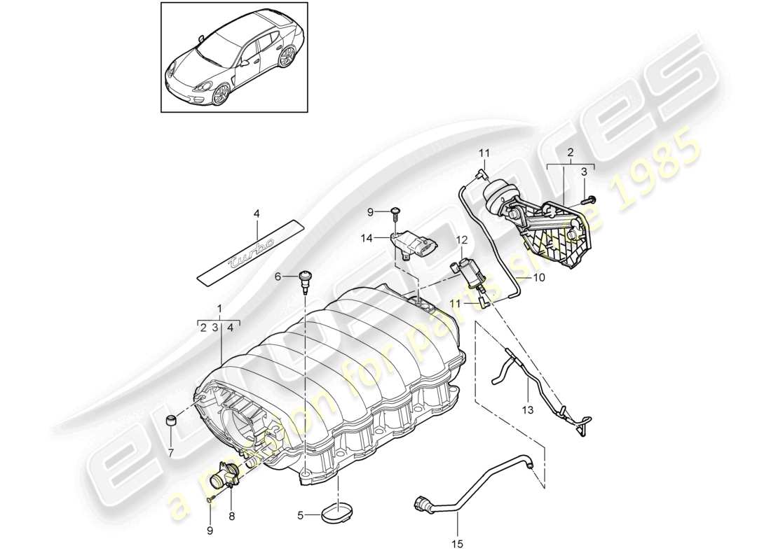 porsche 2010 (cayenne e1 9pa) ansaugluftverteiler teilediagramm