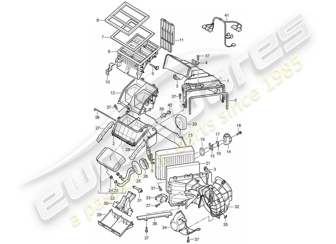 porsche 2008 (cayenne e1 9pa) klimaanlage teilediagramm